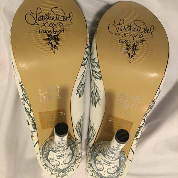 Iron Fist Women's Peep Toe Pump Bonebreaker Key to My Sole Shoes SZ 7 L.A. Woods - Picture 6 of 14